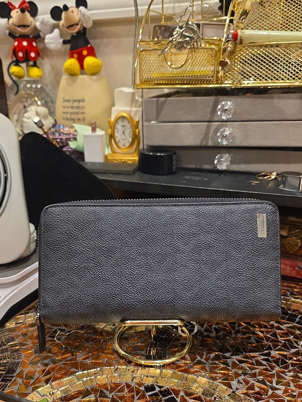 Michael Kors Black Pebbled Zip-Around Men's Wallet
